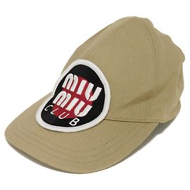 Gorra de béisbol de algodón Miu Miu 5HC274 AJ6 F0241 Castaño Beige