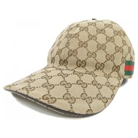 Gucci-Boné de beisebol em lona GG original da Gucci-Marrom,Bege
