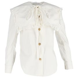 Camisa de col marin com babados Tate em algodão branco da Rejina Pyo Branco Cru