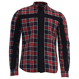Camicia button-down in cotone multicolore a quadri con inserti incrociati Givenchy Multicolore