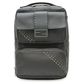 Fendi Selleria FF logo Leather Backpack Grey