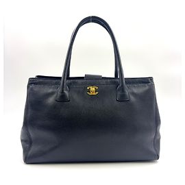 Bolsa Executiva de Couro Chanel Preta Preto
