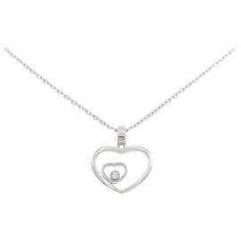 Chopard Happy Hearts 750er Weißgold-Diamant-Halskette Silber Metallisch