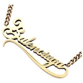 Collier Plaque Logo Balenciaga Bijoux en Or Doré Métallisé