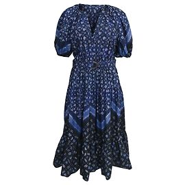 Abito Midi Cinturato Josefina in Cotone Blu Navy Ulla Johnson Blu Blu navy