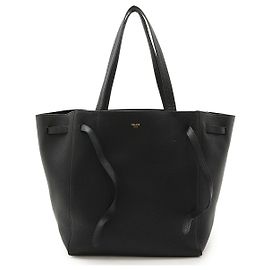 Céline Bolsa de couro Celine Cabas Phantom 2 em 1 Preto