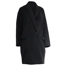 Isabel Marant Efegozi Double-Breasted Coat in Black Wool Black