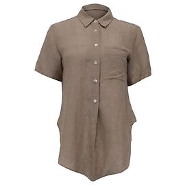 Theory Camicia con bottoni e nodo frontale in lino marrone Marrone Rosso