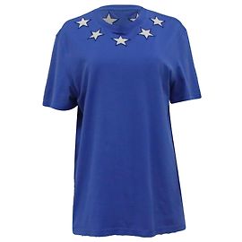 Camiseta de algodão azul bordada com estrelas Givenchy Azul