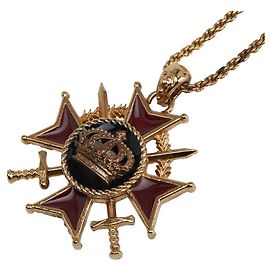 Dolce & Gabbana Collana Medaglia Corona Dolce&Gabbana D'oro Metallico