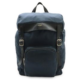 Yves Saint Laurent Canvas Leather Backpack Blue