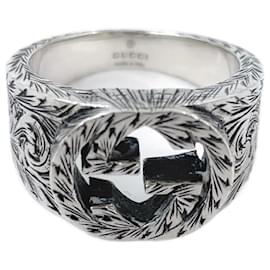Gucci-GUCCI Silver Interlocking G Ring-Silvery,Metallic