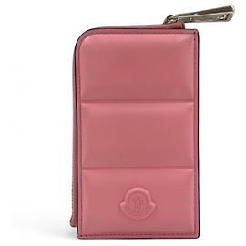 Moncler Quilted Leather Card Case Pink Pink
