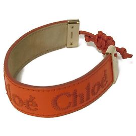 Chloé Pulseira de couro de vitela Woody da Chloe Laranja
