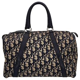 Dior-Christian Vintage Blue Logo Oblique Canvas Boston Bag-Blue