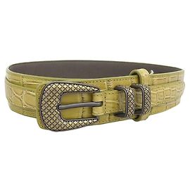 Cinto de couro de crocodilo Bottega Veneta Amarelo