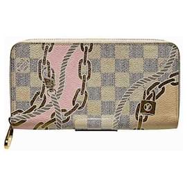 Louis Vuitton-Louis Vuitton Zippy Wallet Damier Azur Wallet-White,Multiple colors
