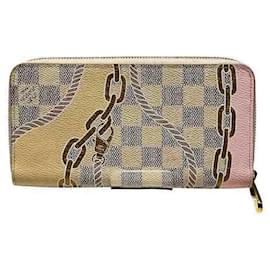 Louis Vuitton-Louis Vuitton Zippy Wallet Damier Azur Wallet-White,Multiple colors