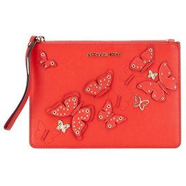 Michael Kors Butterfly Leather Clutch Red