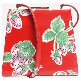 Bally Schultertasche mit Erdbeerprint Rot