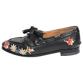 Bally Black leather embroidered shoes - size EU 39 (UK 6) Black