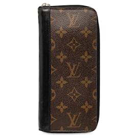 Louis Vuitton-Louis Vuitton Brown Monogram Macassar Vertical Zippy Wallet-Brown