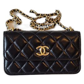 Chanel Mini wallet on chain et porte tél. Noir
