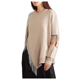 Christopher Kane, Pull en laine orné de cristaux découpés de Christopher Kane Beige