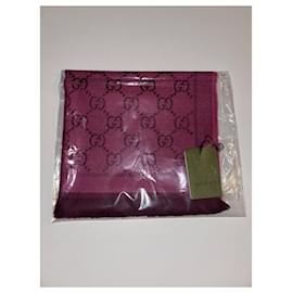 Gucci-Cachecol de lã reversível Gucci GG Monogram Bordô Rosa - Novo-Rosa,Bordeaux