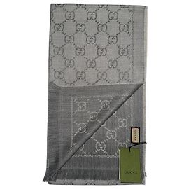 Sciarpa in lana reversibile Gucci GG Monogram Grigio Chiaro e Scuro - Nuova Grigio Grigio antracite
