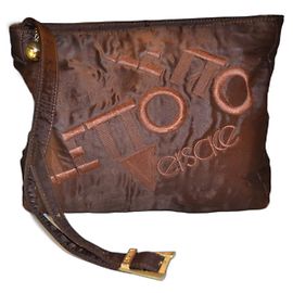 Gianni Versace Brown Cloth Handbag Brown