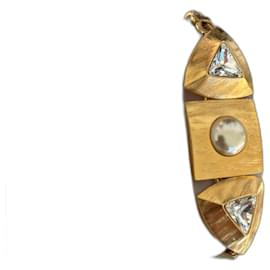 Bracelet Yves Saint Laurent en acier doré avec cristaux et perle Doré