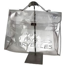 Hermès Sac Kelly transparent en PVC vintage Hermes Blanc