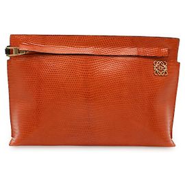 Bolso Clutch T Pouch Lizard Loewe Naranja