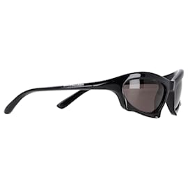 Balenciaga-Óculos de sol Balenciaga BB0229S Bat Rectangle em acetato preto-Preto