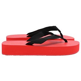 The Row Dune Platform Flip Flops in Red Rubber Red