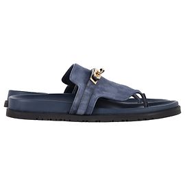 Sandales Hermès Empire en Suède Bleue Bleu