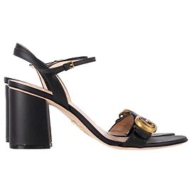 Gucci GG Marmont Ankle Strap Sandals in Black Leather Black