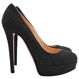 Christian Louboutin Bianca Platform Pumps in Grey Wool Grey