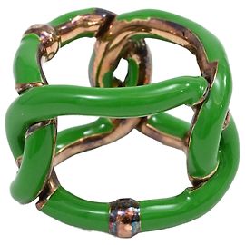 Bottega Veneta Parakeet Emaille-Ring aus grünem Metall Grün