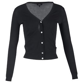 Theory V-Ausschnitt Knopf-Cardigan aus schwarzer Wolle Schwarz