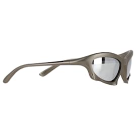 Balenciaga-Óculos de sol Balenciaga BB0229S Bat Rectangle em acetato cinza-Cinza