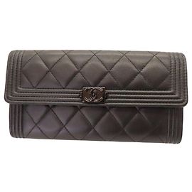 Chanel Boy Chanel Caviar Long Wallet Black