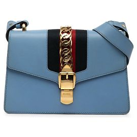 Gucci Sylvie Leather Shoulder Bag Blue
