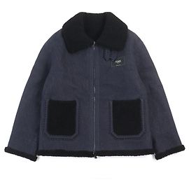 Giacca in pelle di pecora Fendi FM0176 Nero Blu Altro