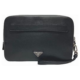 Prada VR0052 Vitello City Reise-Clutch Schwarz