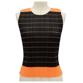 Issey Miyake Camiseta sem mangas de poliéster plissado PLEATS PLEASE Multicor
