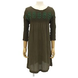 Robe en broderie de chou-fleur ISSEY MIYAKE Vert Kaki