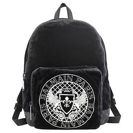 Autre Marque Balmain Medaillon Samt Rucksack Schwarz