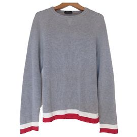 Autre Marque Pull en laine Zanone Marron Blanc Rouge Gris